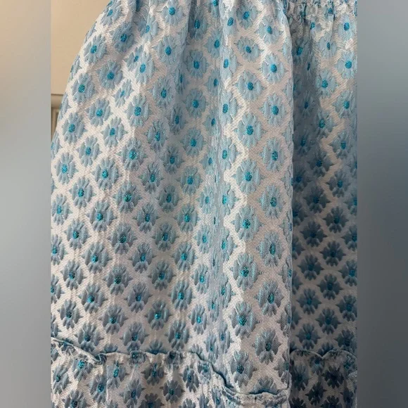 🔥NWT Hill House Blue Snowflake Brocade Smocked Dress - Picture 7 of 10